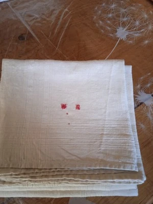 Lot De 6 Petites Serviettes De Table Ancienne Brodé MB - Photo 1/4
