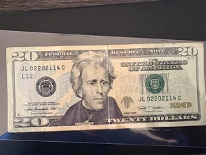 $20 DOLLAR BILL FANCY FUTURE SERIAL NUMBER BIRTHDAY NOTE ANNIVERSARY (2009) - Picture 1 of 2