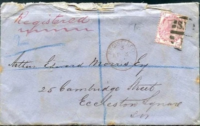 1870 cover registered LONDON. 3d SG144 Pale Rose. London & Westminster Bank. - Image 1 of 2