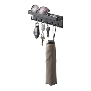 Magnetic Key Rack with Tray Steel One Size Black - Picture 1 of 7