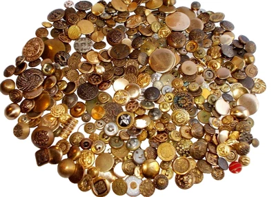 Vintage Antique Gold Tone Metal Buttons in Pittman and Davis Candy Tin 1.10 lbs - Image 1 of 4