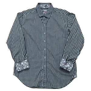 Robert Graham Shirt Mens Size L Long Sleeve Classic Fit Flip Cuff Check Blue - Picture 1 of 5