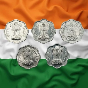 Lot of 5 India 2 Paise Coins - 1960s & 1970s Dates - Combined Ship - Picture 1 of 2