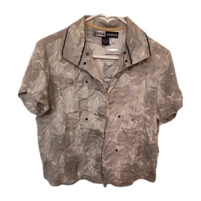 Camisa corta polo de golf Jamie Sadock retro verde crema para mujer 100 % algodón talla L Foto 1 de 4