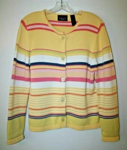 Crazy Horse 100% Cotton Multicolored Button Front Cardigan Sweater Top Size M - Picture 1 of 4