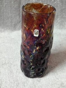MDINA Maltese Glass Vase - Tortoiseshell Brown Vintage Knobbly Speckled Textured - Picture 1 of 11
