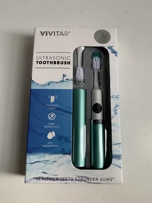 VIVITAR 超声波牙刷脉冲 2 刷头 IPX7 防水 全新带盒 — 第 1/2 张图片