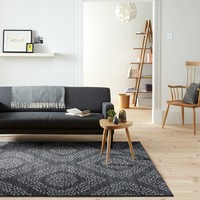 Charcoal Grey Black Rug Diamond Rhombus Trellis Dense Modern Carpet 160x230cm