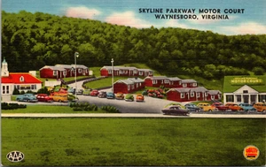 WAYNESBORO, VIRGINIA - SKYLINE PARKWAY MOTOR COURT - VINTAGE LINEN POSTCARD - Picture 1 of 2