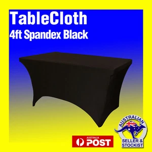 Tablecloths Fitted Table Cover 4ft Spandex Black Table Cloths Wedding Trestle - Picture 1 of 2