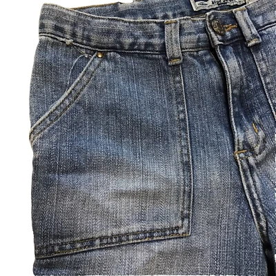 Old Navy Jean Capris девочек Sz 14 синий Adj вкладка талии квадратные карманы джинсовой ткани Y2K - Изображение 1 из 4