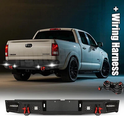 Новый стальной задний бампер Aaiwa для Toyota Tundra 2000-2006 годов выпуска со светодиодными фарами и D-образными кольцами - Изображение 1 из 4