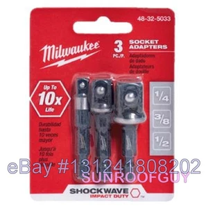 Milwaukee Shockwave 3 piezas Juego de adaptadores de enchufe (48-32-5033) 1/4"" 3/8"" 1/2"" NUEVO - Imagen 1 de 1