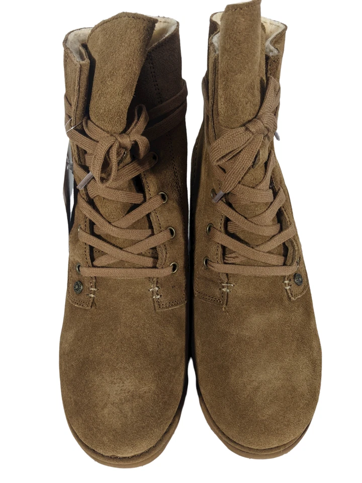 BEARPAW Casual BOOTS Women Krista Wide 5 1/2" Lace up 11 W Black 2374W