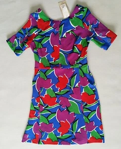 Women's Bright Vibrant Floral Design Tu Midi Dress with Pockets : Size 8 BNWT - Picture 1 of 9