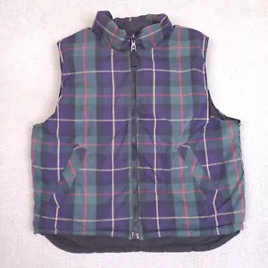 Eddie Bauer Puffer Vest Mens Medium Reversible Plaid Goose Down Outdoors - Picture 1 of 16