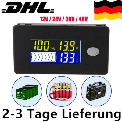 Mini Batterie Ladeanzeige Kapazität Voltmeter Staubdicht Wasserdicht LCD 12V-72V - Bild 1 von 4