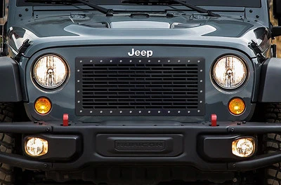 Custom Aftermarket Steel Grille Kit for 2007-16 Jeep Wrangler BRICKS Made in USA - Image 1 of 3