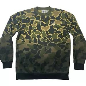 Adidas Originals Camo Jumper Mens Size M Trefoil Camouflage Crew Neck Sweater - Picture 1 of 11
