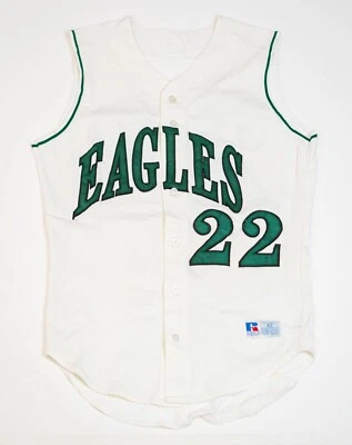 Vintage 80s Russell Athletics Eagles Jersey Uniform Size 42 White Green #22 - Image 1 of 4