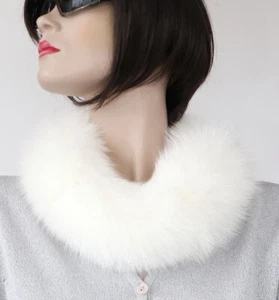 Fur Scarf Shadow Fox Fur Chain Collar Necklace Bridal Jewelry Natural Wool White - Picture 1 of 3