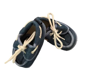 Azul/Blanco 100% Algodón Superior Bebé Niño Cuna Barco Suela Suave Zapatos - Talla 4 - Imagen 1 de 4