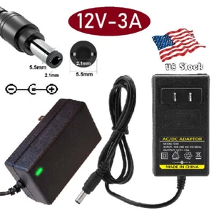 12V 3A AC/DC Adapter (wall wart) Power Supply for Home Electronics with 5.5x2.1m - Picture 1 of 7