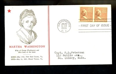 US FDC #840 Linprint M-2 1939 DC 1 1/2c Martha Washington Prexy Prexie Coil - Image 1 of 2