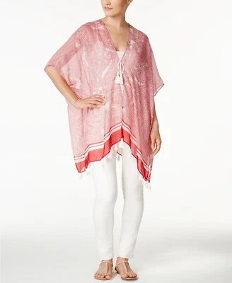 Steve Madden женщин пейсли кисточки кимоно надежном верхний красный белый - Изображение 1 из 4