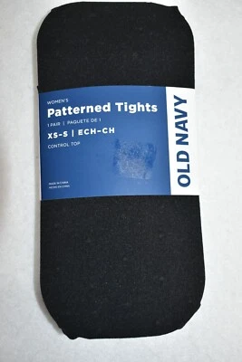 Old Navy Tights Patterned  Size XS-S Black Control Top Women's New - Image 1 of 4