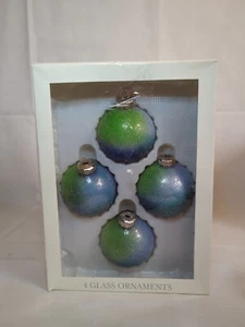 4 adornos navideños de vidrio Ombre verde y azul Target 2002 2,5" 1203A - Imagen 1 de 8
