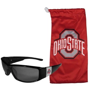 Gafas de sol Ohio State Buckeyes cromadas envolventes con bolsa de microfibra con licencia de la NCAA - Imagen 1 de 4