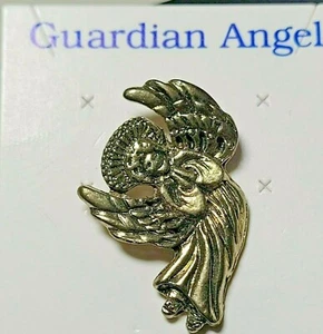 VINTAGE SCHUTZENGEL BROSCHE Clutch PIN NEW OLD STOCK - auf Karte GESCHENKBOX - Vintage NEU - Bild 1 von 4