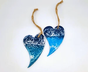 Handmade Eco-Friendly Resin and Wood Heart Christmas Ornament - Picture 1 of 1