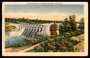 Vintage Postkarte Carpenter Dam, Hot Springs National Park LEINEN AK UNP - Bild 1 von 2