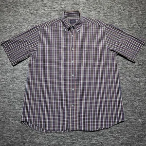 Paul & Shark Shirt Mens XL Extra Large Blue Plaid Check Short Sleeve Cotton - Picture 1 of 9