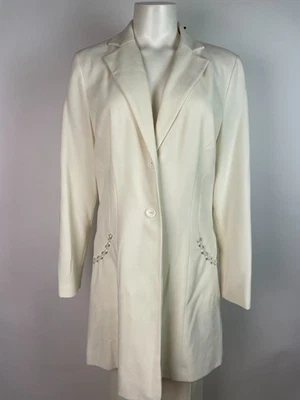 Le Suit Long Jacket Women’s Ivory Embroidered Jacket 12 JACKET ONLY - Image 1 of 4