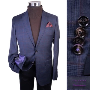 TED BAKER Endurance JAY SPJ Sport Mantel Jacke Blazer Gr. 36R kariert Wolle 2-Knopf - Bild 1 von 13