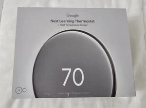 Google Nest Learning Thermostat (4th Gen) w/ Temperature Sensor Polished Silver - Picture 1 of 3