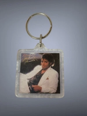 Vintage Michael Jackson Thriller 1.5" Square Keychain Key Ring - Image 1 of 4