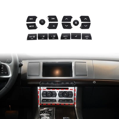 16PCS Alloy Black Climate Console Button Repair Cover For Jaguar XF 2012-2015 Foto 1 de 4