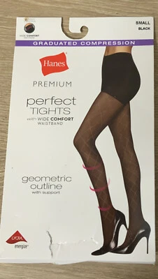 📀 Medias perfectas Hanes Premium para mujer, contorno geométrico - negras PEQUEÑAS Foto 1 de 4