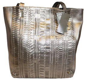ELLIOTT LUCCA Metallic Woven Leather Tote Purse NEW Bali '89 Pyrite 07205 $198 - Picture 1 of 21