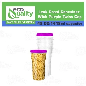 Contenedor de plástico para alimentos de 48 oz a prueba de fugas reutilizable con tapa púrpura torcedora 8 piezas - Imagen 1 de 8