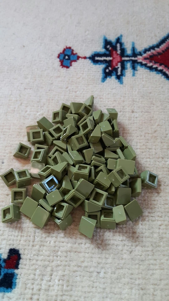 nuevo lego 1x1 ejército verde pendiente ladrillo techo arquitectura x100 lote. Foto 1 de 1