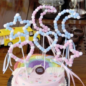 UK Pom Pom Cloud Heart Moon Cake Topper Cake Decoration Birthday Party Happy - Picture 1 of 12