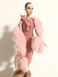 1/6 tenue de poupée en chêne robe rose châle en fourrure ensemble pour jouets mode royauté intégrité