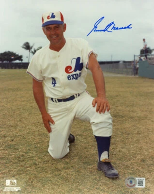 GENE MAUCH SIGNED AUTOGRAPHED 8x10 PHOTO MONTREAL EXPOS MANAGER RARE BECKETT BAS - Image 1 of 2