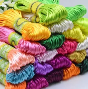 20m x 2mm Rattail Satin Nylon Cord String Knot Braiding Kumihimo Rope Thread UK - Picture 1 of 30