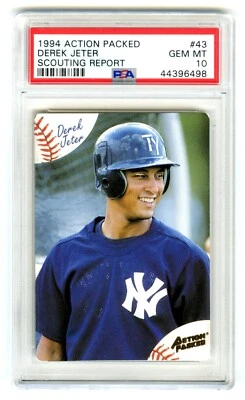 DEREK JETER~RARE (POP 282) 1994 ACTION PACKED PSA-10 GEM-MT ROOKIE RC CARD #43 - Image 1 of 2